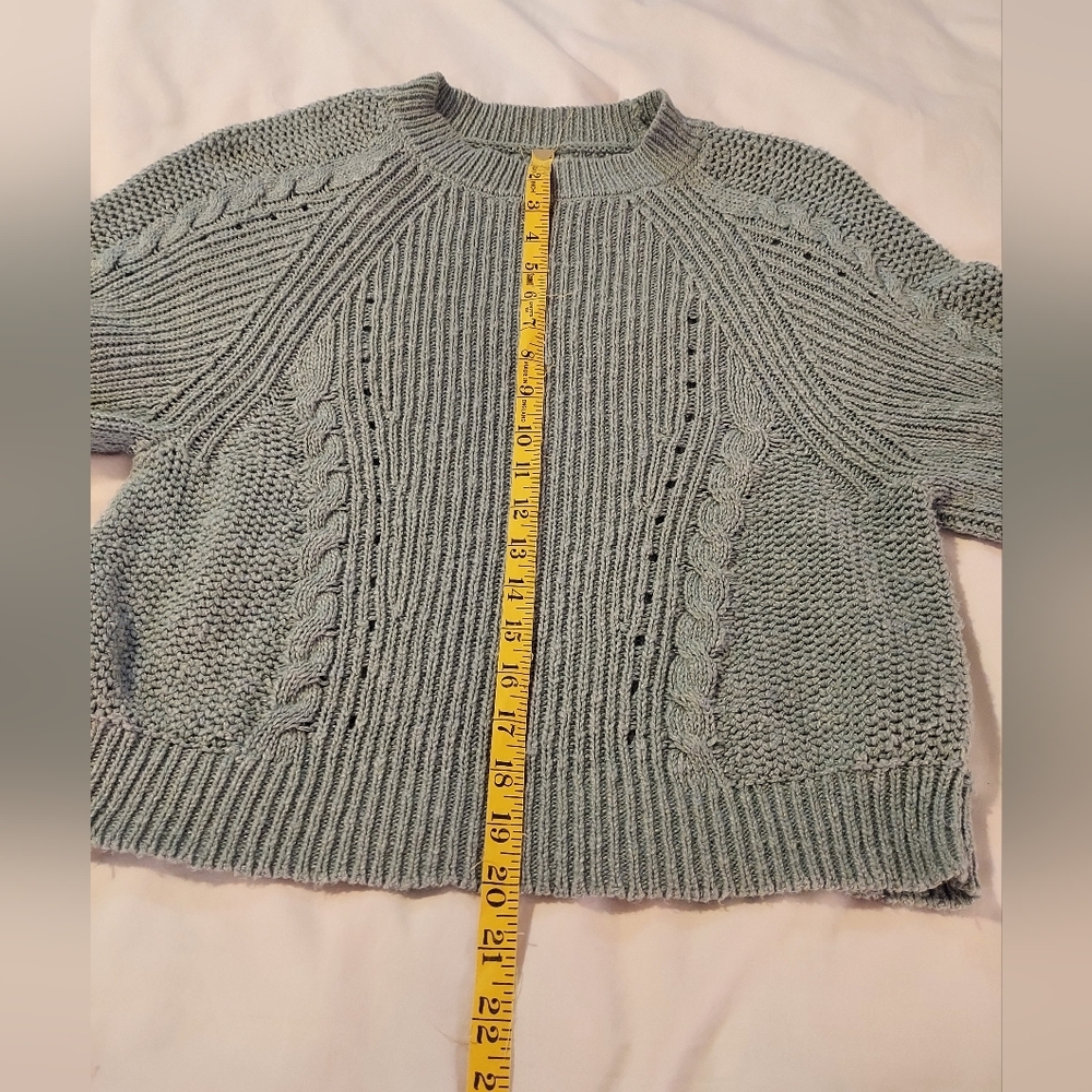American Eagle Outfitters Light Sage Chunky Cozy Crew Neck Sweater - Picture 6 of 7